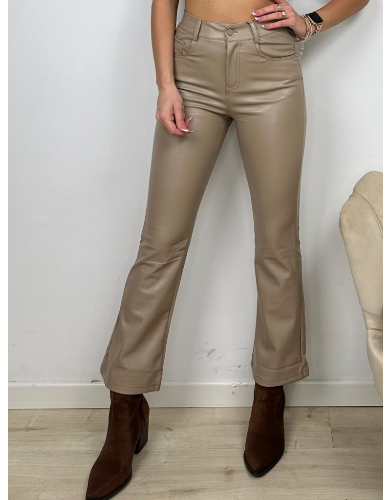 PANTALONI ECOPELLE BEIGE