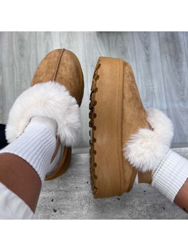 SABOT PELUCHE ELASTICO CAMEL