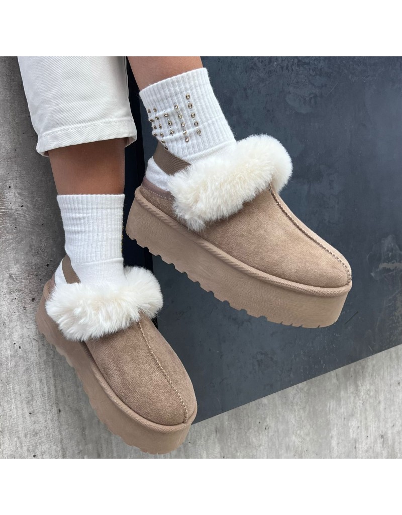 SABOT PELUCHE ELASTICO BEIGE