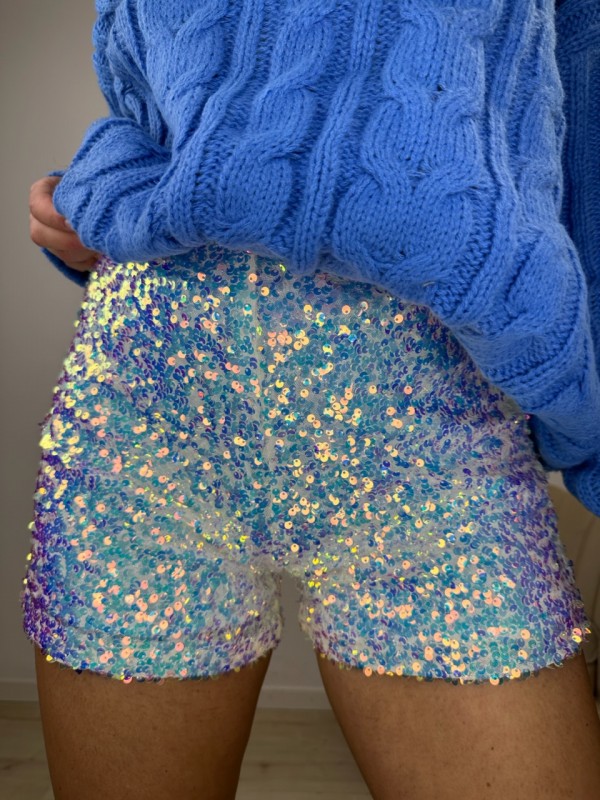 SHORT PAILLETTES BIANCO