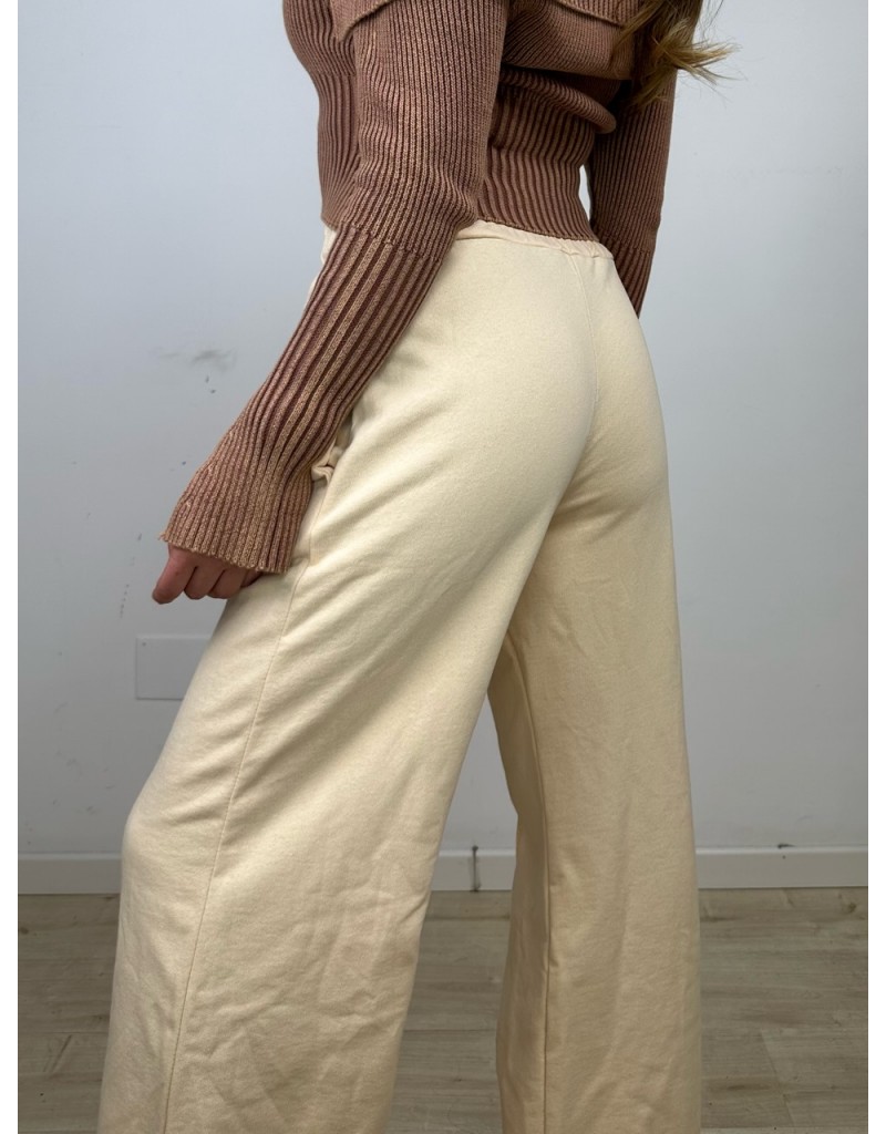PANTALONI JOGGERS WIDE LEG BEIGE