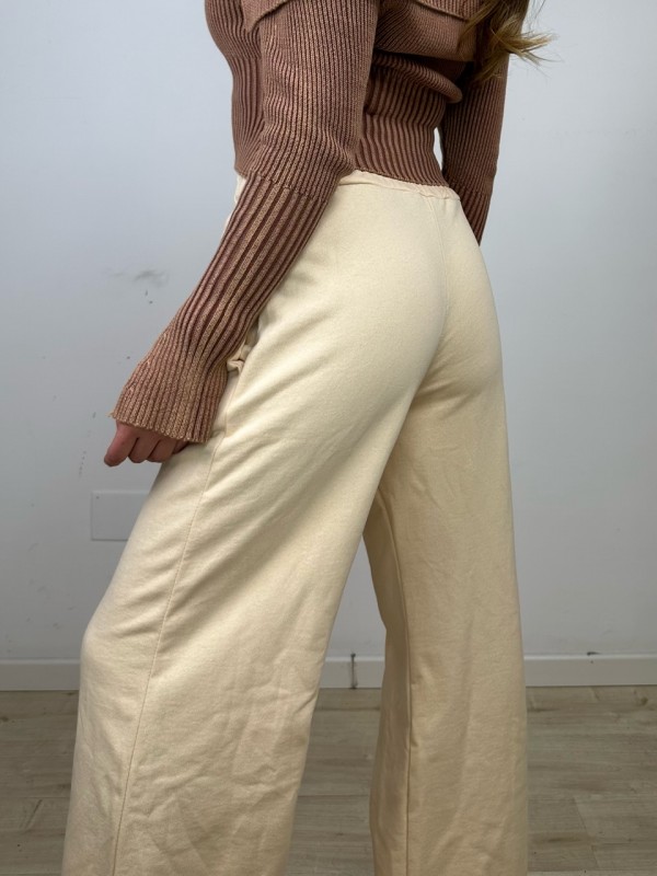 PANTALONI JOGGERS WIDE LEG BEIGE