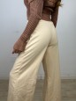 PANTALONI JOGGERS WIDE LEG BEIGE