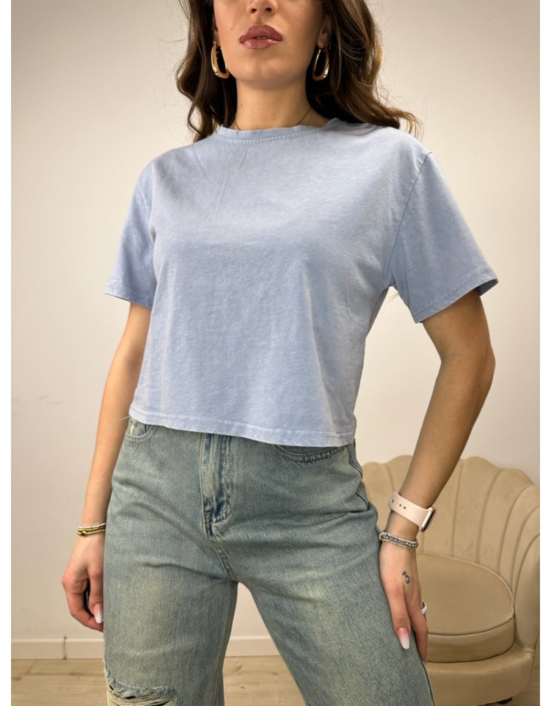 T-SHIRT WASHED AZZURRA