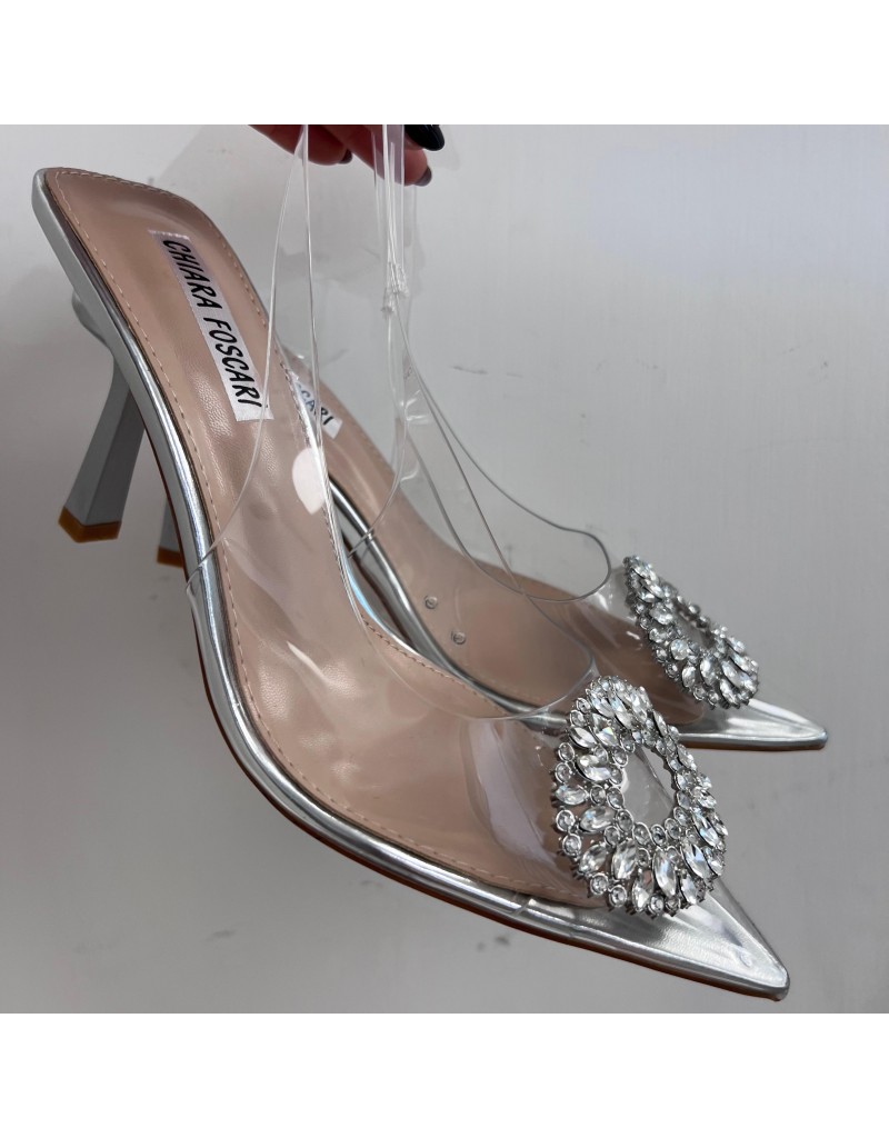 DèCOLLETè CRYSTAL TACCO ALTO SILVER