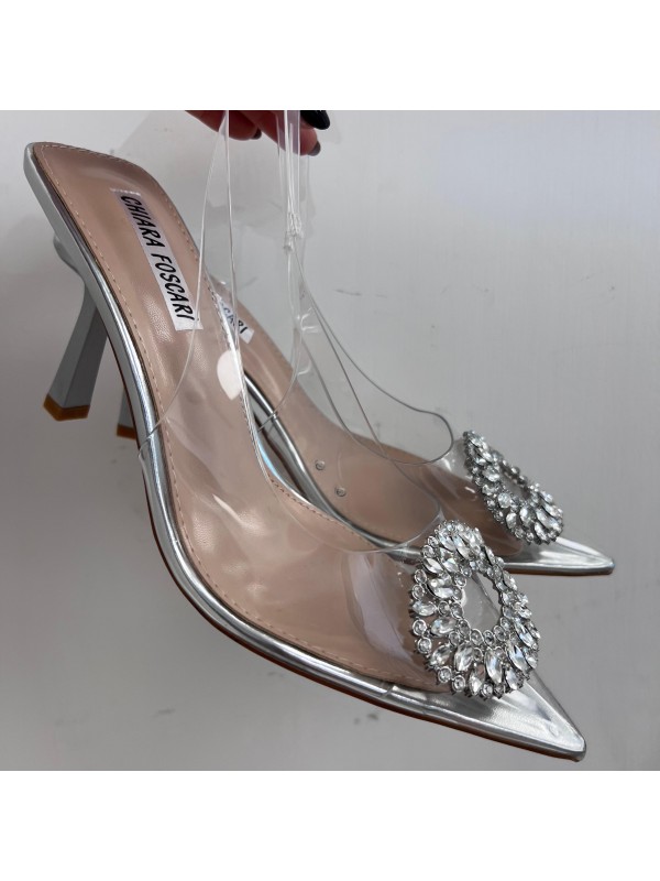 DèCOLLETè CRYSTAL TACCO ALTO SILVER