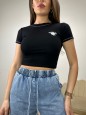T-SHIRT CROP FEMY NERA