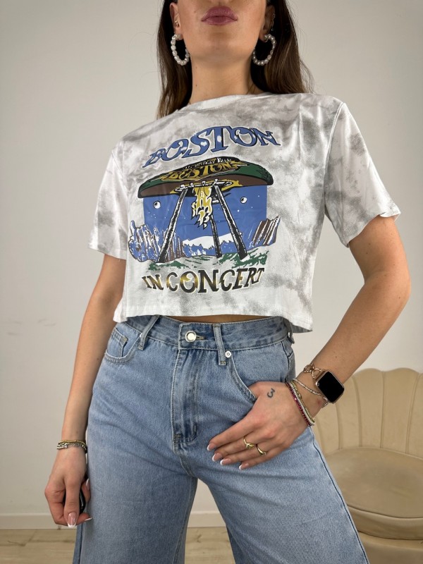 T-SHIRT CROP BOSTON BIANCA