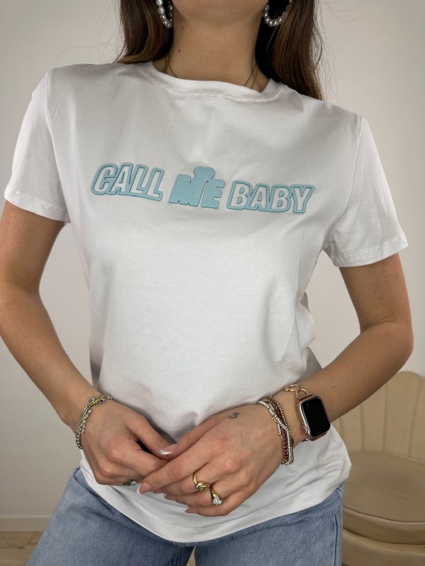 T-SHIRT CALL ME BABY BIANCO