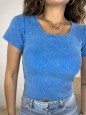 T-SHIRT CROP LARY BLU
