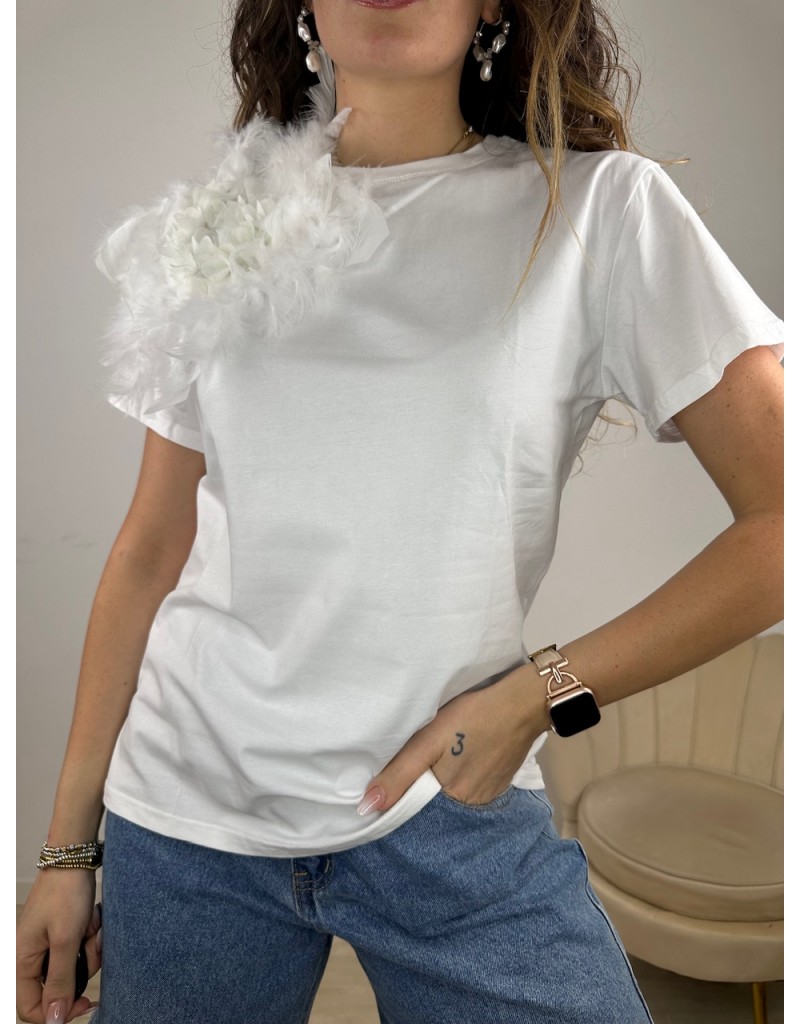 T-SHIRT PIUME GRANDI BIANCA