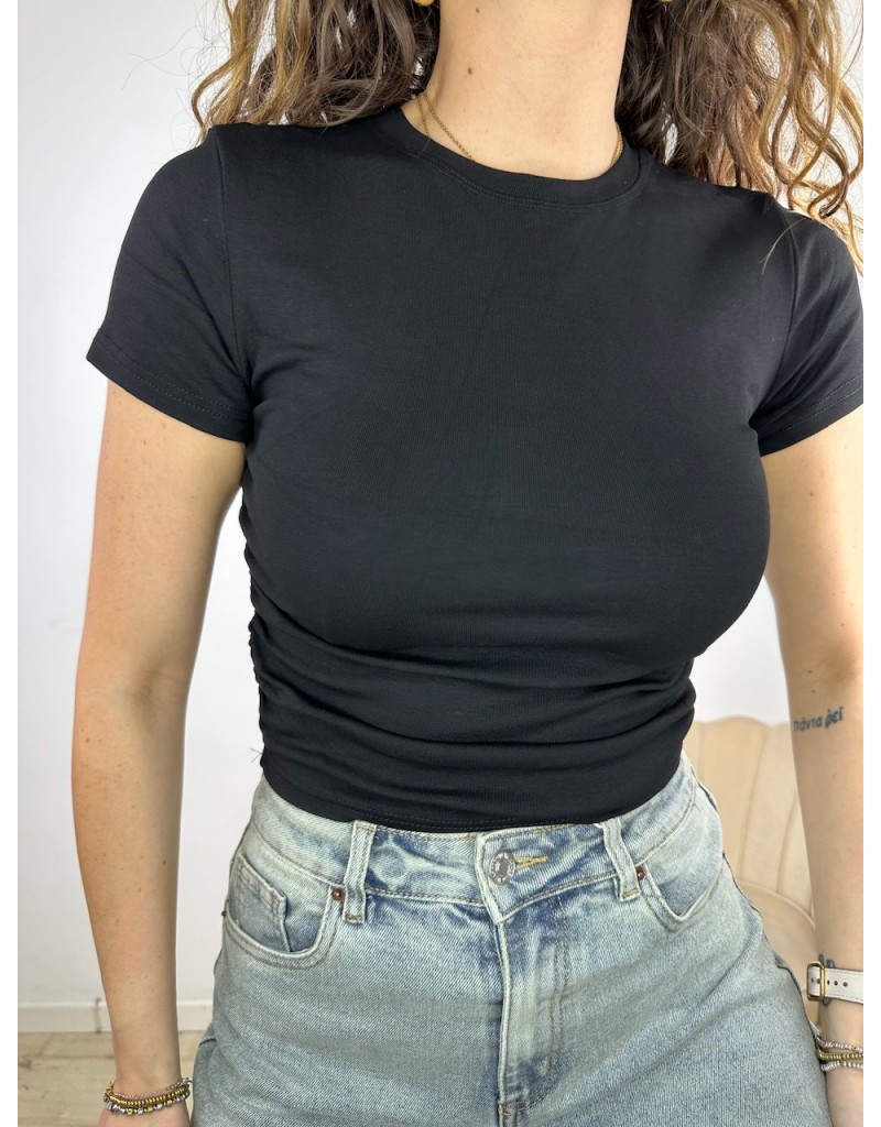 T-SHIRT CROP MORBIDA NERA