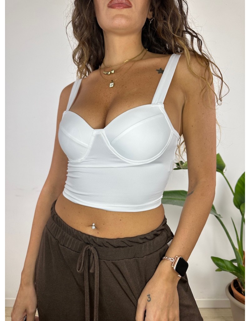 CROP TOP FLOR BIANCO