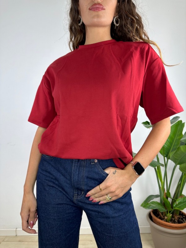 T-SHIRT MAXI SPALLINE BORDEAUX