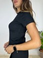 T-SHIRT CROP KRIM NERA