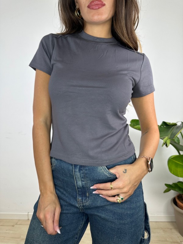T-SHIRT CROP KRIM GRIGIO