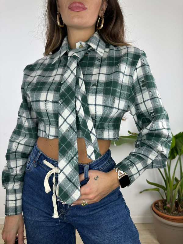 CAMICIA CROP VERDE