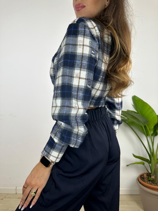 CAMICIA CROP BLU