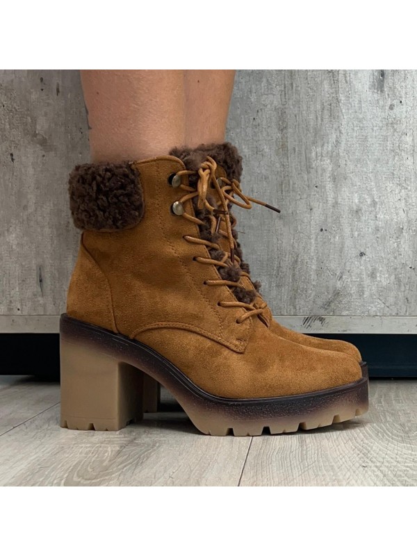 STIVALETTO STRINGATO CAMEL