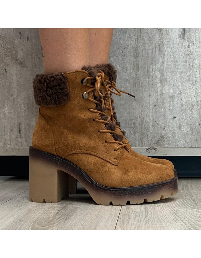 STIVALETTO STRINGATO CAMEL