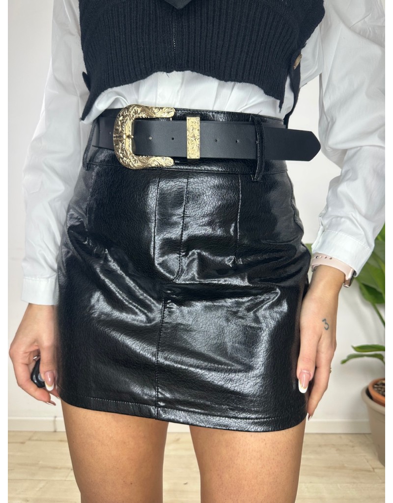 GONNA MINI ECOPELLE NERA