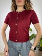 PULL CARDIGAN TRECCINE BORDEAUX