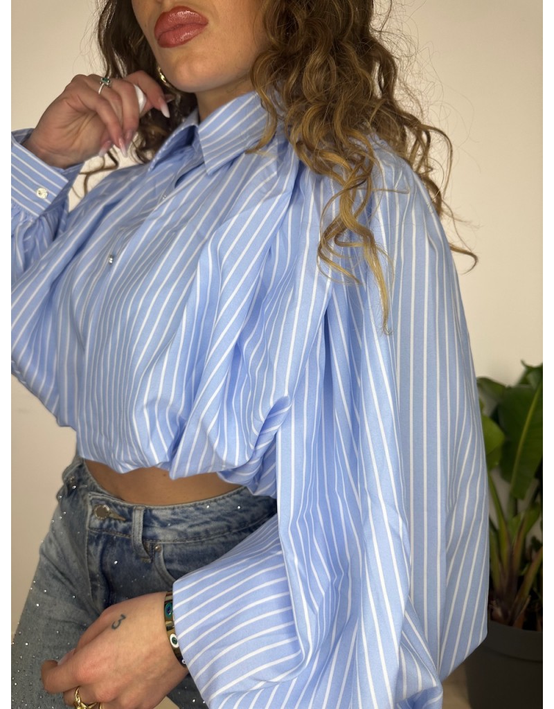 CAMICIA CROP NESY AZZURRA