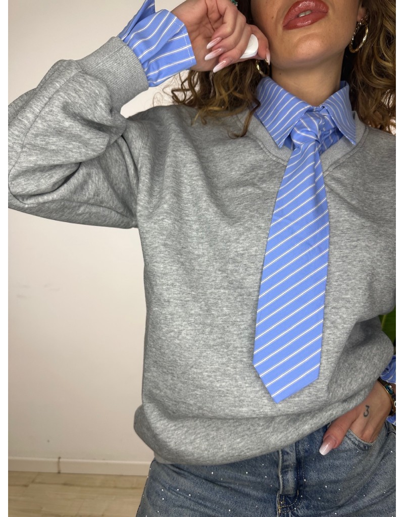 FELPA OVER CRAVATTA GRIGIA