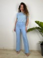 PANTALONI FLARE MARLEN AZZURRO