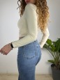 MAGLIA LICRA CROP BEIGE