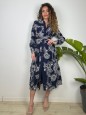 LONG DRESS CHEMISIER RICAMATO BLU