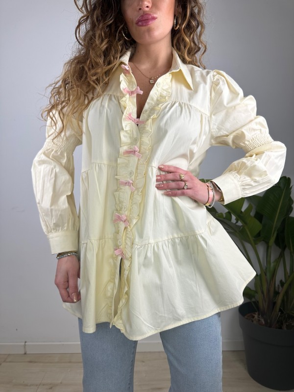 MAXI CAMICIA FIOCCHETTI BEIGE