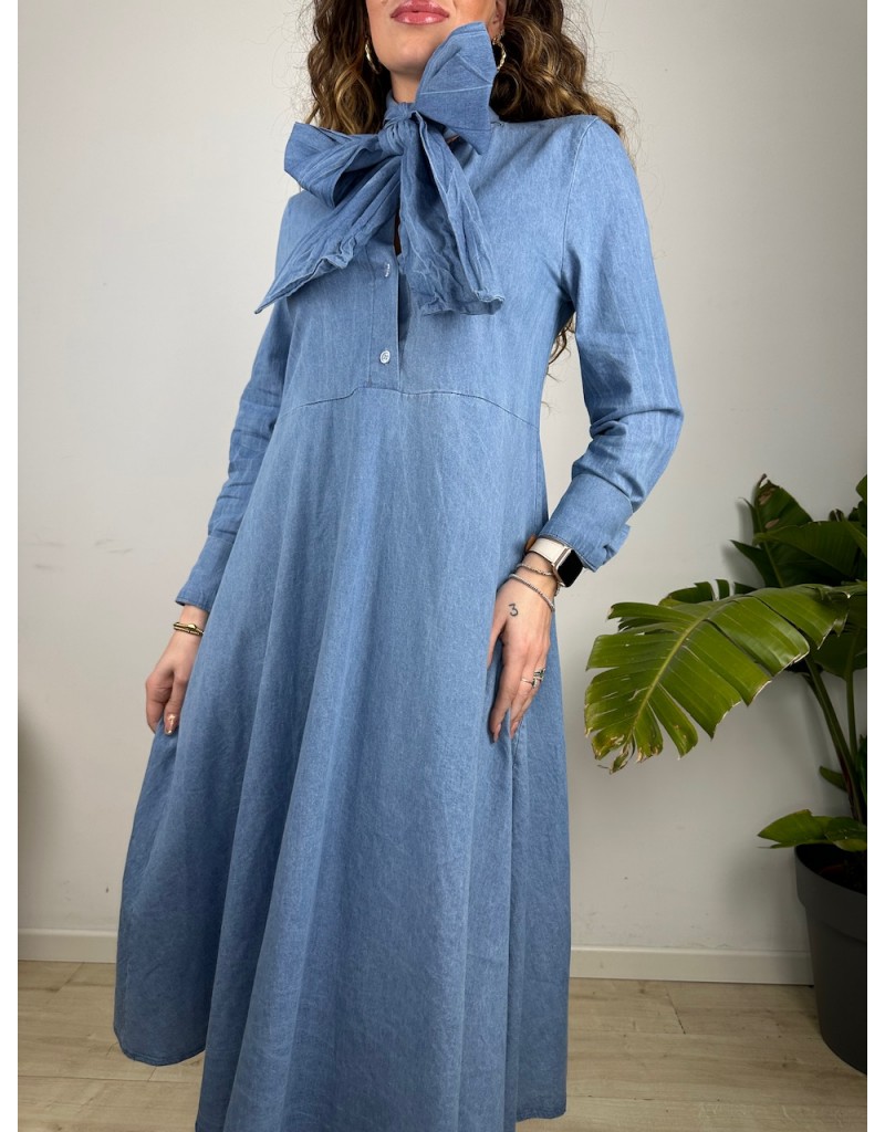 LONG DRESS FIOCCO DENIM CHIARO
