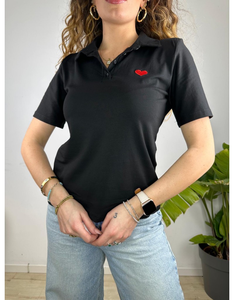 POLO CON SPALLINE NERA