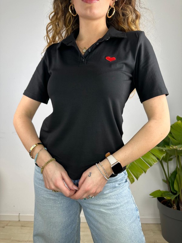 POLO CON SPALLINE NERA