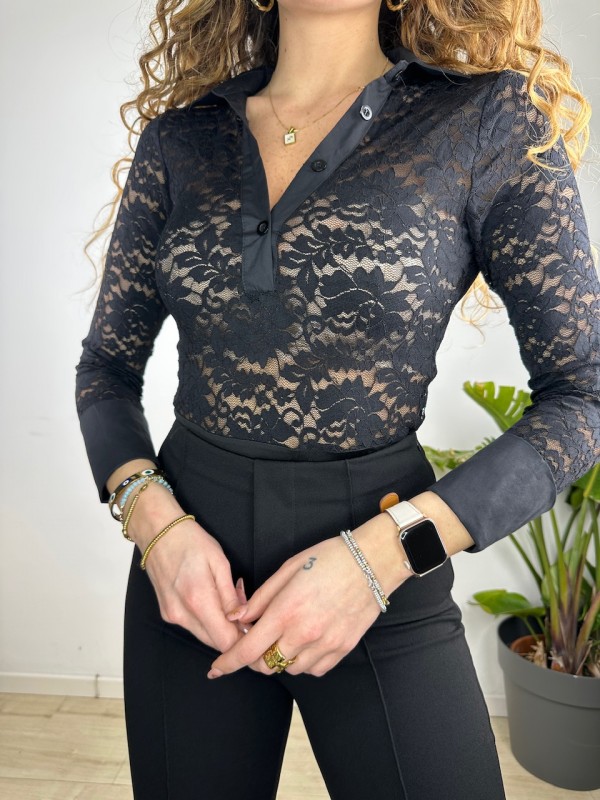 BODY CHEMISIER PIZZO NERO