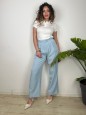 PANTALONI FIORY AZZURRO