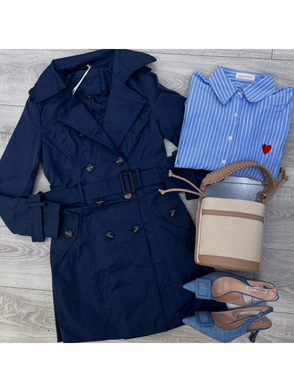 TRENCH DOPPIO PETTO BLU