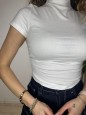 T-SHIRT MEZZO COLLO BIANCA