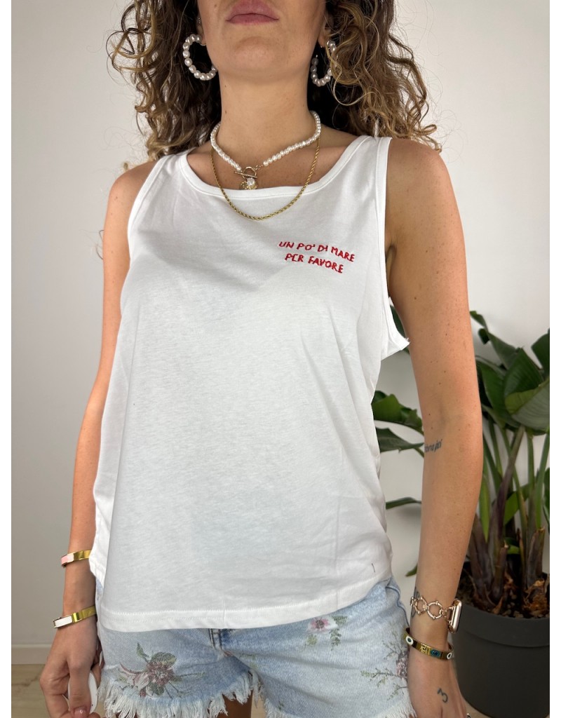 CANOTTA "UN PO' DI MARE" BIANCA/ROSSA