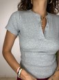 T-SHIRT CROP COSTINE GRIGIO