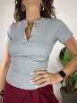 T-SHIRT CROP COSTINE GRIGIO
