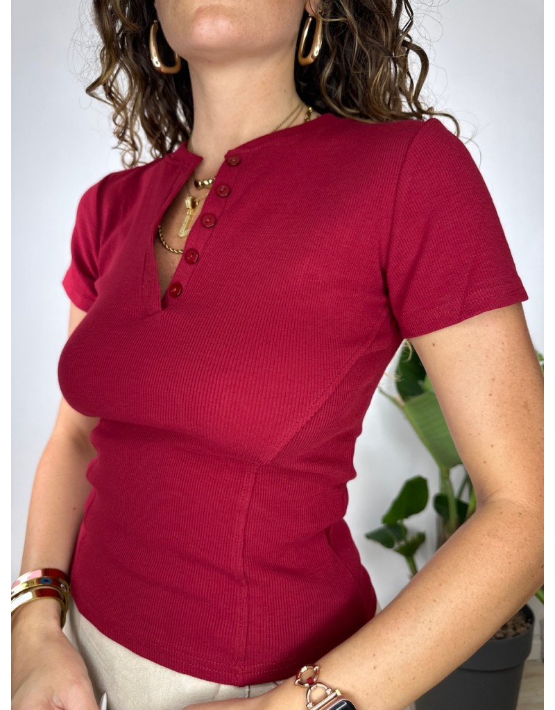 T-SHIRT CROP COSTINE BORDEAUX