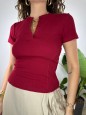 T-SHIRT CROP COSTINE BORDEAUX