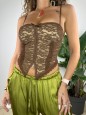 BUSTIER TOTAL PIZZO MARRONE