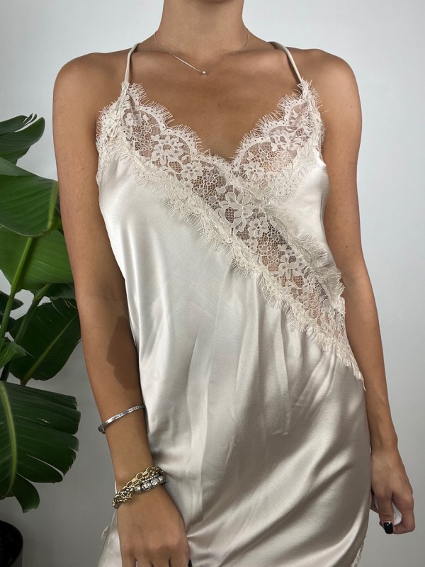 DRESS SATIN JESSICA PROMO BEIGE