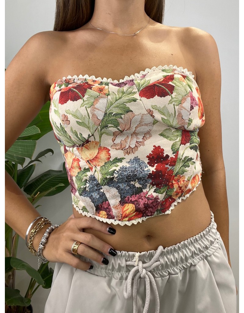 BUSTIER ECONOMY FIORI ROSSI