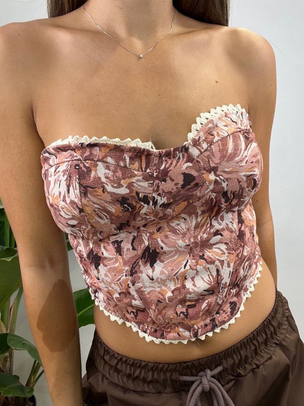 BUSTIER ECONOMY FIORI ROSA