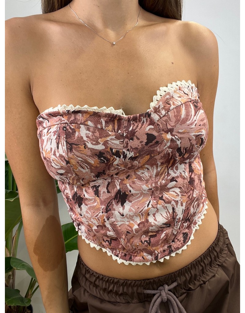 BUSTIER ECONOMY FIORI ROSA