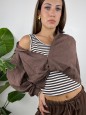 CAMICIA CON CANOTTA RIGHE MARRONE